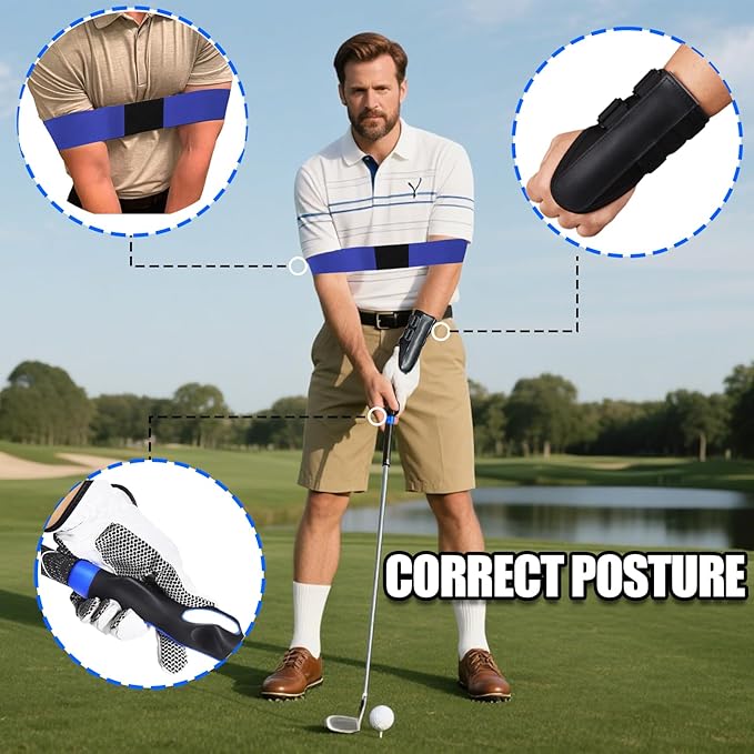 Golf Grip Trainer, Swing Correcting Arm Band, Golf Wrist Brace Swing Training Correct Aid, Suitable for Golf Beginners and Professional Players, Achieve Standard Posture and Swing Accuracy.(3 Pcs)
