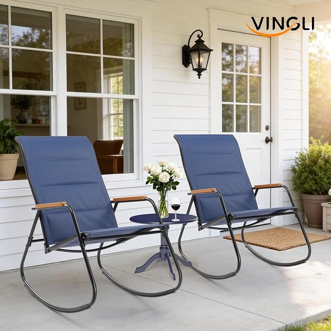 VINGLI Outdoor Rocking Chair, Textilene Mesh Patio Rocker, Heavy Duty 450 lbs - Image 7