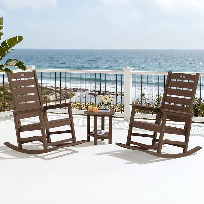 SERWALL Outdoor Rocking Chair Set of 6, Oversized HDPE Rocker, All Weather - Image 10