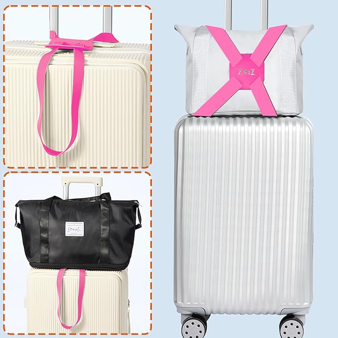 ZINZ Luggage Strap, High Elastic Suitcase Belt Adjustable Bag Bungees for Easier Travel,Pink