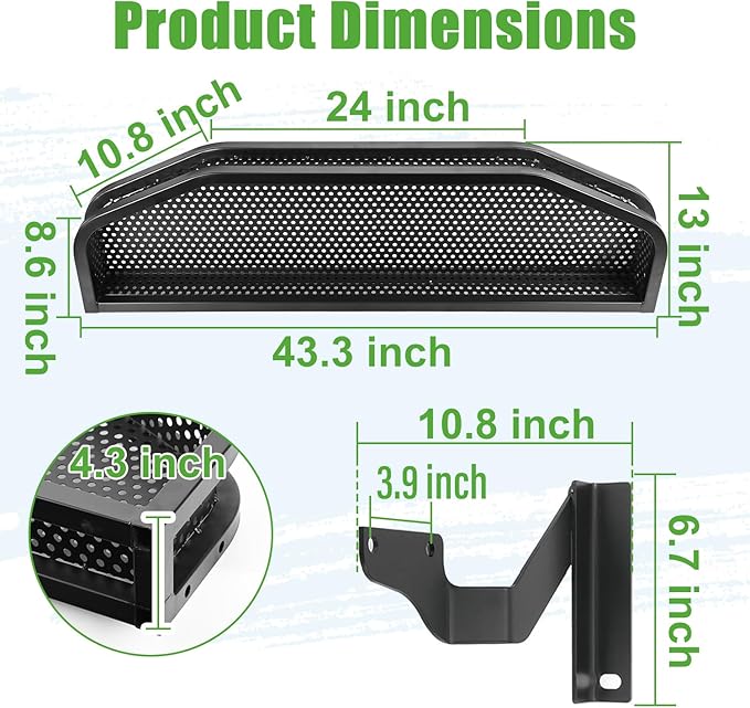10L0L Golf Cart Front Clay Utility Cargo Basket for Gas & Electric, Heavy-Duty Steel Drop Mesh Storage Rack