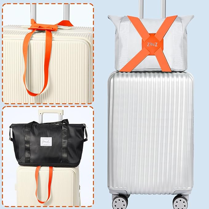 ZINZ Luggage Strap, High Elastic Suitcase Belt Adjustable Bag Bungees for Easier Travel,Orange