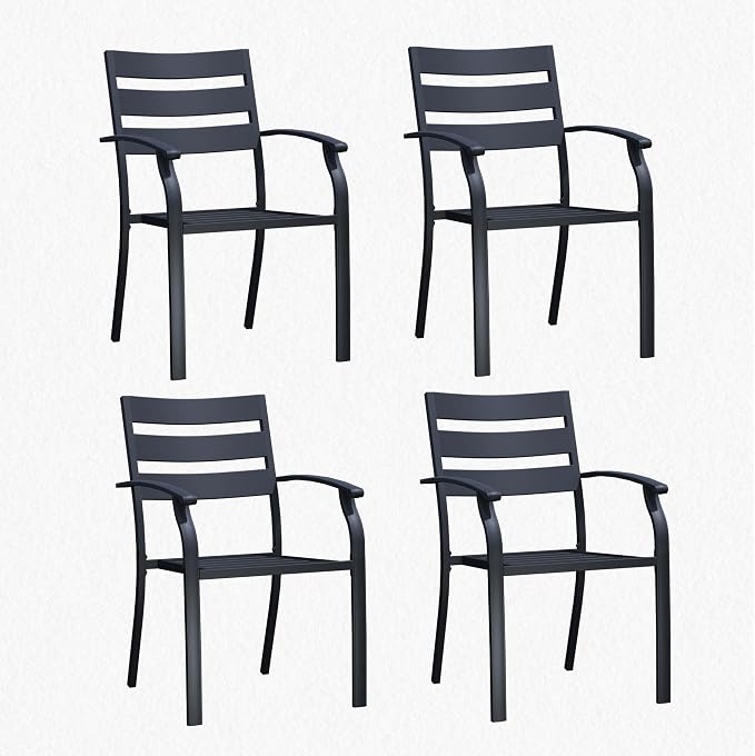 Patio Dining Chairs Set of 4, Wrought Iron Patio Furniture Chairs - Image 7