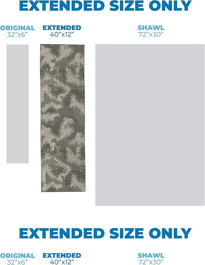 SHAKEitCOOL Extended Size Cooling Towel β Be Cool in Style - Heat Relief, Soft, Lightweight, Sun Protection, Easy Clean - Perfect for Biking, Hiking, Running, Yoga, Golf, Gardening - Green Camo M