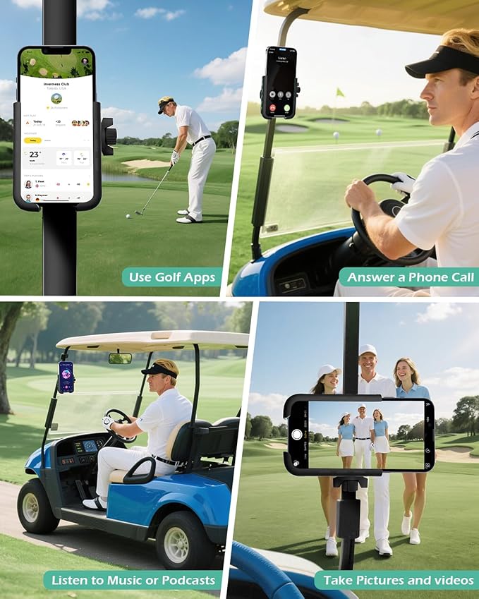 FLORICH Golf Cart Phone Holder Mount Magnetic Phone Holder Compatible with EZGO/Club Car/Yamaha, Ultra Strength 52 Magnet Cell Phone Caddy Compatible with iPhone/Galaxy/Google Pixel