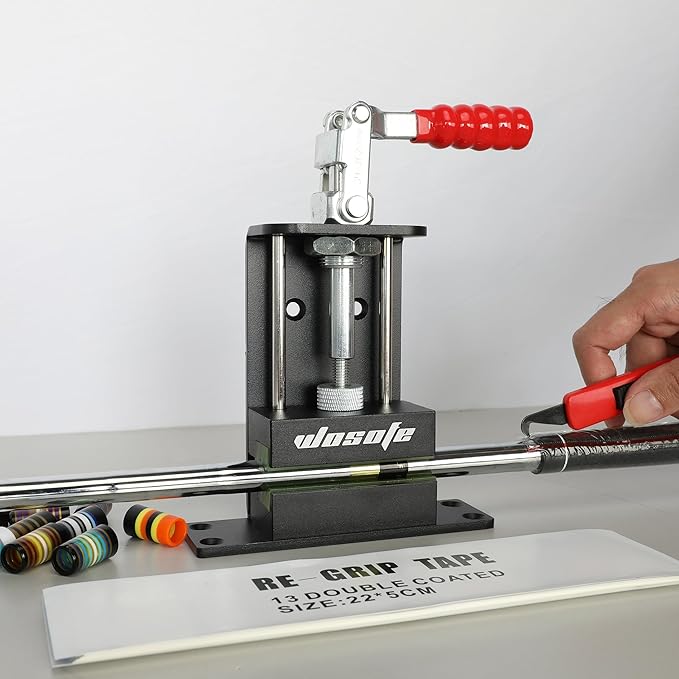 wosofe Golf Club Regrip Vise Tool,Rubber Grip Vise Clamp,Golf Club Gripping Station,Golf Workshop Supplies,Includes A Regripping Kit - with 17 Ferrules Suitable for Irons, A Hook Knife and Grip Tape