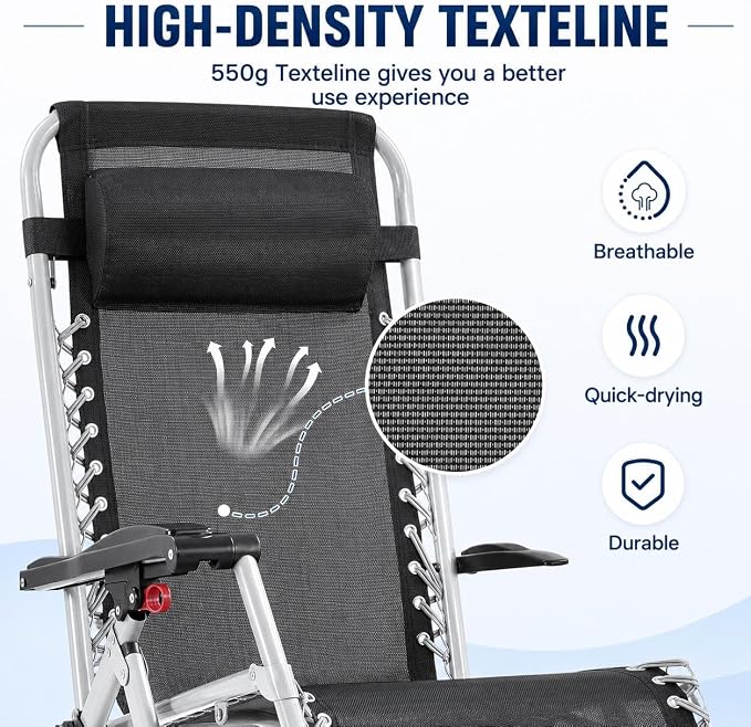 Yaheetech 26" Zero Gravity Chair Adjustable, - Image 8