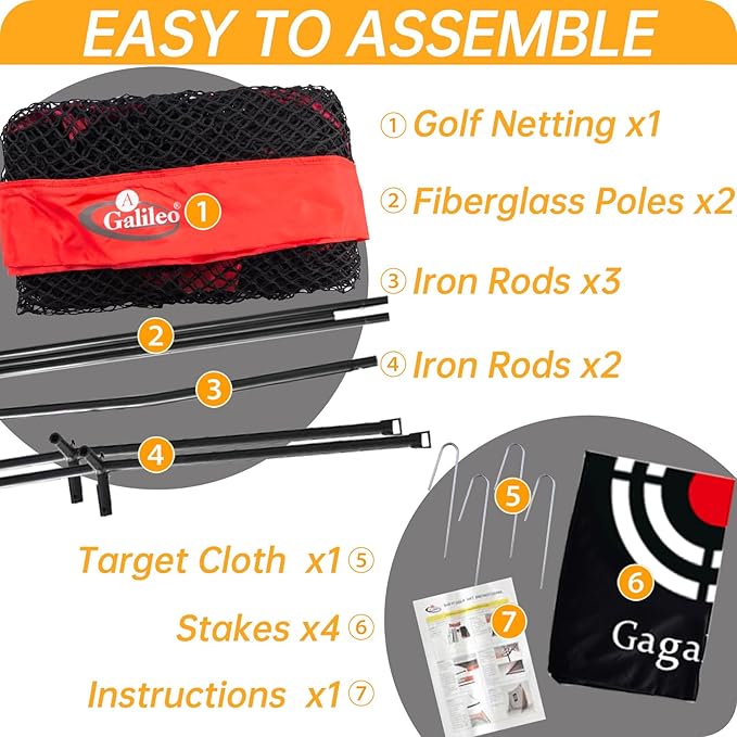 Gagalielo Golf Hitting Net:Professional Practice Accuracy with Target Mat Driving Swing Indoor Outdoor Training Backyard Garage Gift for Golfers