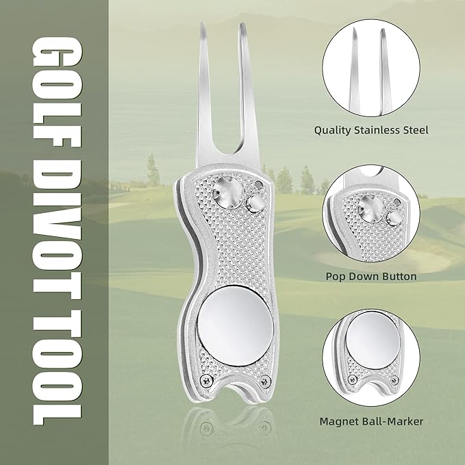 Mile High Life Printed Golf Towel(16"x24"), Brush Tool Kit, Divot Repair Tool, Microfiber Towel,Brush with 2FT Retractable Cord, Repair Tool w Magnetic Golf Ball Marker