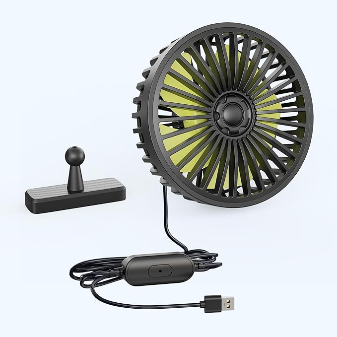 Universal Fan with Magnetic Bracket, 3 Speed Settings USB Powered Fan for Office Car Golf Cart with Magnetic Bracket (2 Sets)