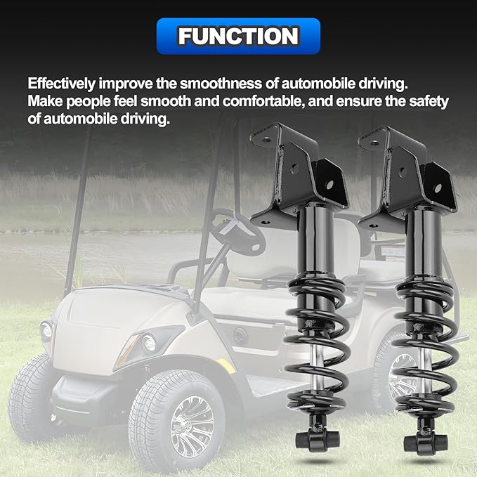 Front Golf Cart Shock Absorbers Heavy Duty with Springs Compatible with 2007-2016 Yamaha Drive G29 Gas & Electric Golf Carts Passenger and Driver Side Replace# JW2-F3390-00-00 JW2-F3350-00(BLACK)