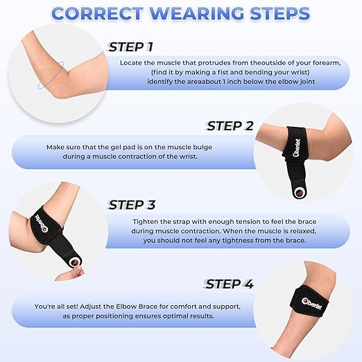 Tennis & Golfer's Elbow Brace for Men & Women with Tendonitis & Elbow Pain Relief - Adjustable Strap & Compression Pads, Arm Forearm Support Band - Orange 1 Pack