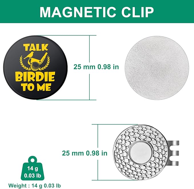 Golf Ball Marker Hat Clip, Funny Golf Accessories, Golf Gifts for Men 25 MM