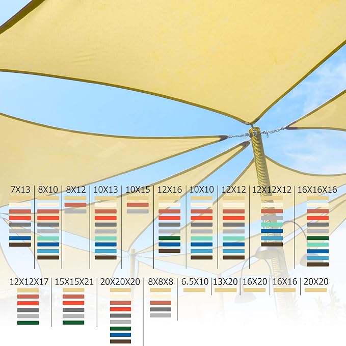 Shade&Beyond Custom Sun Shade Sail 9'x10'RectangleSun Sail Shades Patio UV - Image 6