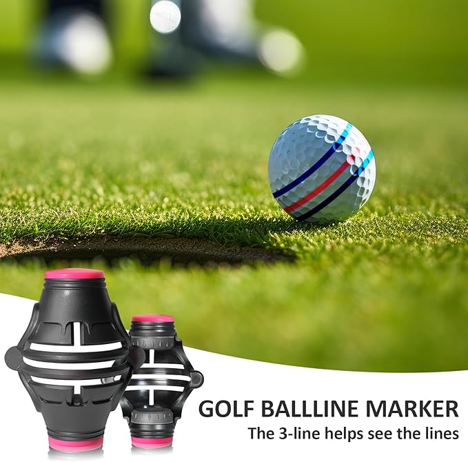 1 Pack 360° Triple Line Golf Ball Marker,Golf Ball Line Marker Tool,Golf Ball Marker Stencil,Alignment Ball Marker,Golf Accessories
