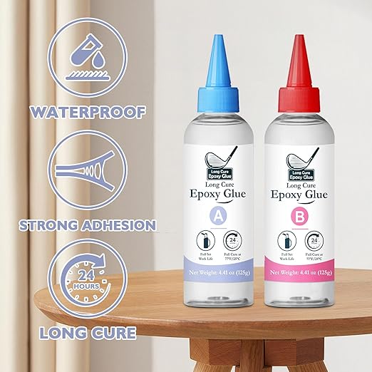 Golf Club Epoxy - Waterproof & Extra Strength - 8.4oz Golf Shaft Repair - Long Cure Golf Epoxy Glue for All Golf Shafts, Golf Heads, Drivers, Putters, and Irons,Ideal for Clubhouse & Home
