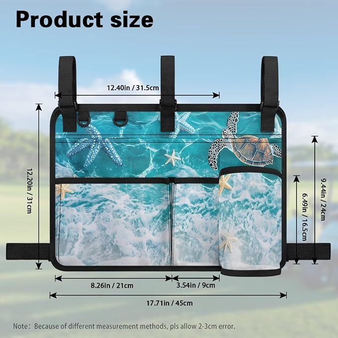 Beach Golf Cart Rear Seat Organizer Foldable Storage Bag for Club Car, Wheelchair and Walker