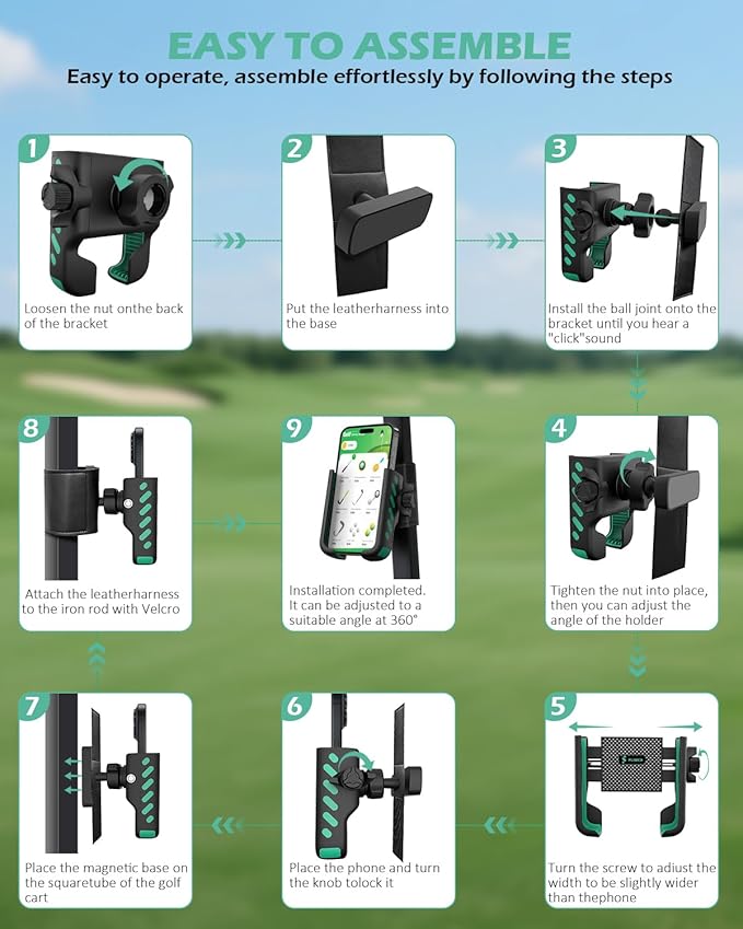FLORICH Golf Cart Phone Holder Mount Magnetic Phone Holder Compatible with EZGO/Club Car/Yamaha, Ultra Strength 52 Magnet Cell Phone Caddy Compatible with iPhone/Galaxy/Google Pixel