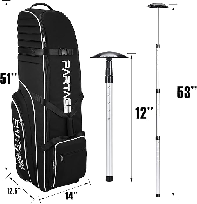 Partage Golf Travel Bag with Wheels, Golf Travel Case for Airlines, 900D Heavy Duty Oxford -Black