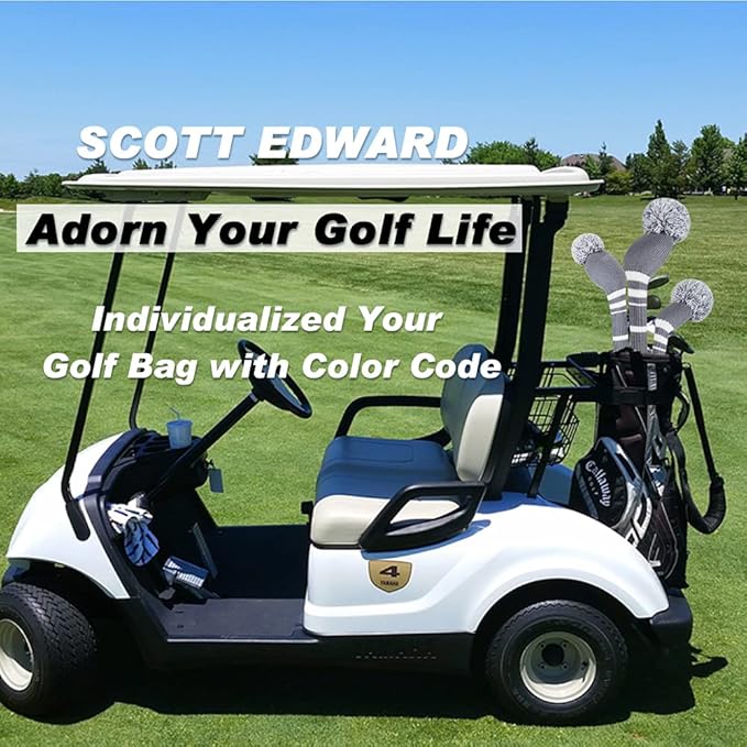 Scott Edward 1/3/4PCS Multi-Style Optional Individualized Knit Golf Club Head Covers, Driver Wood(460cc) Fairway Wood and Hybrid(UT),for Male/Female Golfers,Custom