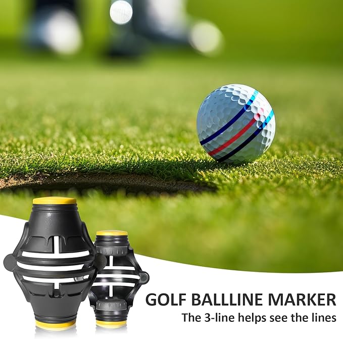 1 Pack 360° Triple Line Golf Ball Marker,Golf Ball Line Marker Tool,Golf Ball Marker Stencil,Alignment Ball Marker,Golf Accessories