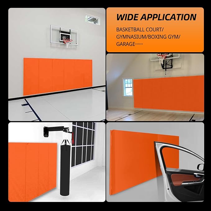PROGOAL Gym Wall Paddings Basketball Court Wall Protection Pad - 2”Thick Foam Wall Mat Durable Protector for Wall-Mounted Basketball Hoops Garage Taekwondo(60" Lx20 W)