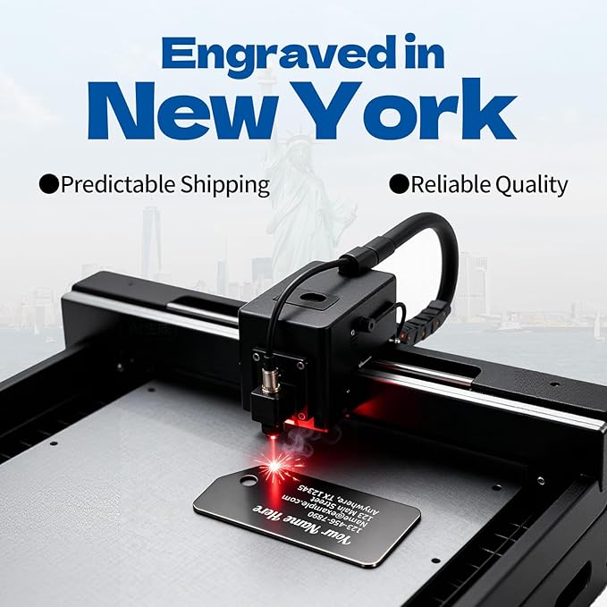 Personalized Luggage Tags for Suitcases, Custom Metal Luggage Tag for Bag with Silicone Sleeves, Durable Travel Tags, Laser Engrave Name Text, Gift for Travelers, 3.5x2 Inches (Dark Blue)