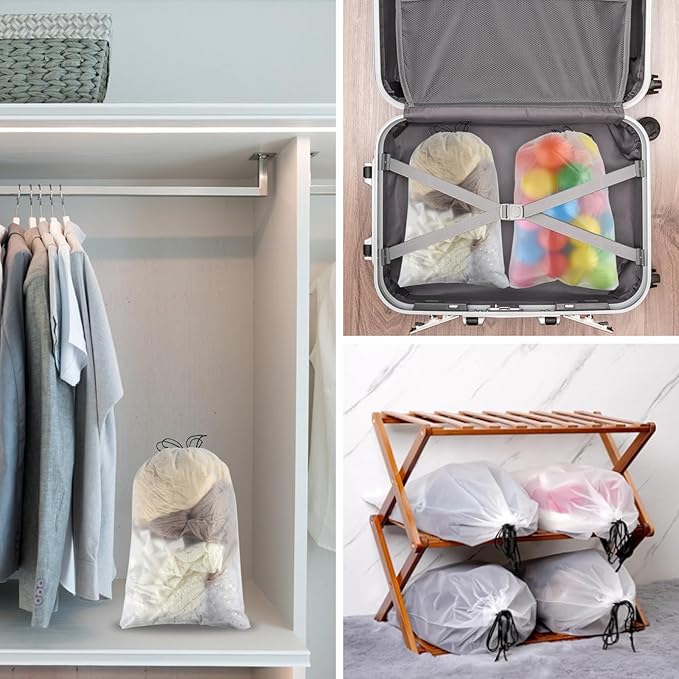 26 Pcs Shoe Bags for Travel,PLULON Clear Drawstring Travel Shoe Bags for Packing Waterproof Dustproof Shoes Organizer Pouch Travel Accessories Shoe Storage Bag for Women Men Portable Travel Essentials