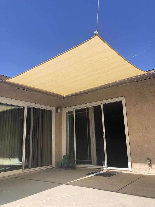 Eden's Decor Straight Flat-Edged Sun Shade Sail Rectangular 5' x 19' Wheat - Image 8