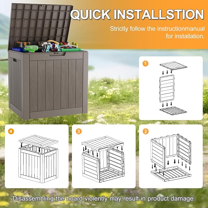 32 Gallon Outdoor Storage Box 2 Pack All-Weather Deck Box - Image 6