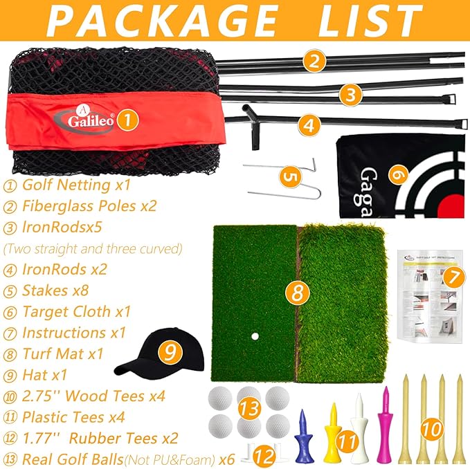 Gagalielo Golf Hitting Net:Professional Practice Accuracy with Target Mat Driving Swing Indoor Outdoor Training Backyard Garage Gift for Golfers