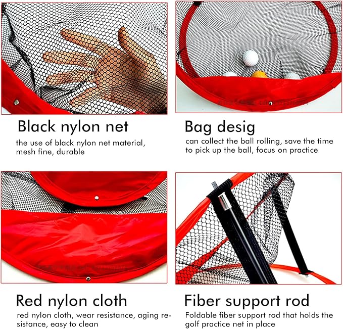 3 in 1 Golf Chipping Net Set, Golf Target Practice Net, Nylon Indoor Outdoor Training Net with Foldable Design, 3 Different Sizes for Backyard Driving Range, Includes 3 Nets and 6