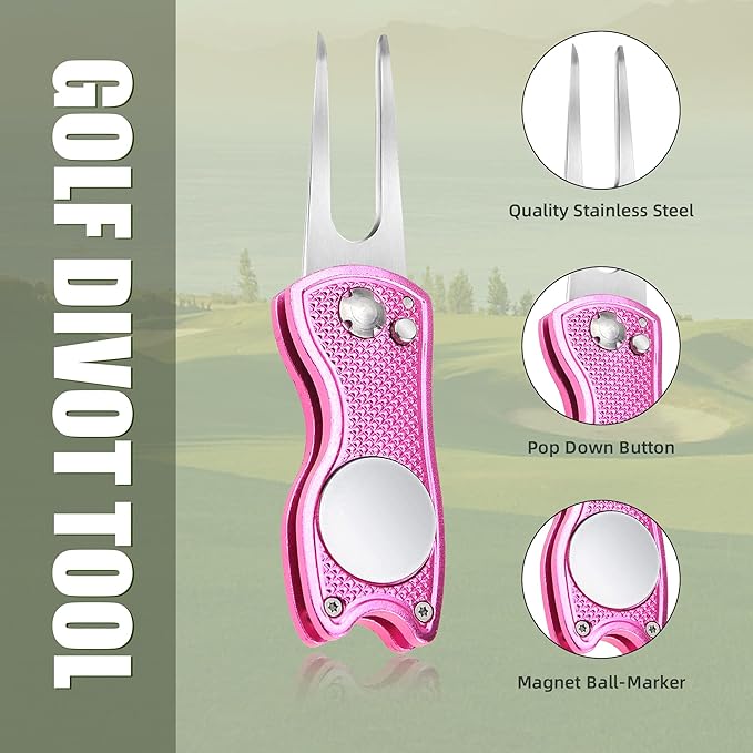 Mile High Life Printed Golf Towel(16"x24"), Brush Tool Kit, Divot Repair Tool, Microfiber Towel,Brush with 2FT Retractable Cord, Repair Tool w Magnetic Golf Ball Marker