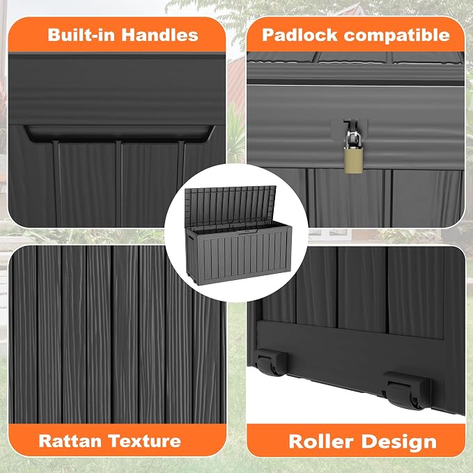 90 Gal Waterproof Outdoor Storage Box UV Resistant Deck Box | Large resin - Image 6