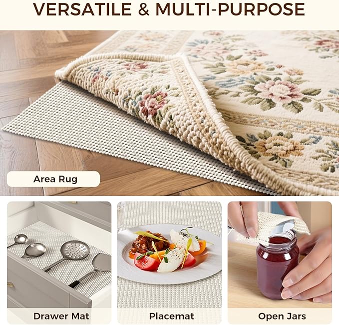 BAGAIL BASICS 2 x 4 FT Rug Pad Gripper for Hardwood Floors, Non Slip Rug Pads for Area Rugs, Extra Thick Under Rug Padding, Protect Your Rugs & Floors