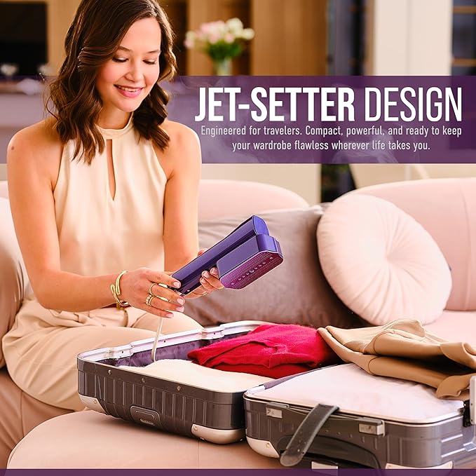 Mini Steam Iron & Travel Garment Steamer โ 1200W Portable Wrinkle Remover, Handheld Clothes Steamer, 20s Fast Heating, 4 Modes, Compact Folding Design, Fabric Steamer for Home & TravelโPurple
