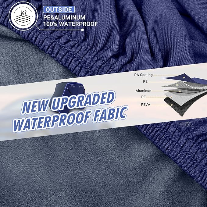 Golf Cart Cover Suitable 2+2/4 Passenger for Yamaha/EZGO Club Cart Heavy Duty 420D Waterproof Windproof Golf Cart Cover All-Weather Protection with Zipper Door Blue/Gray