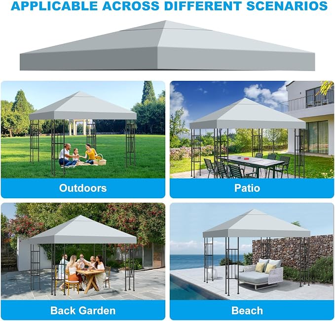10x10 Gazebo Canopy Replacement Top, 300D High-Density Waterproof Single Layer - Image 7