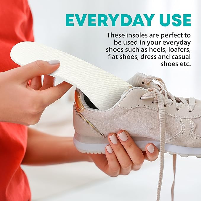 Shoe Filler Insert - Full Length Daily Latex Foam Shoe Inserts, Shoe Insoles for Shoes That are Too Big, 3 Pairs (EU 37, US Women 7 Men 4)