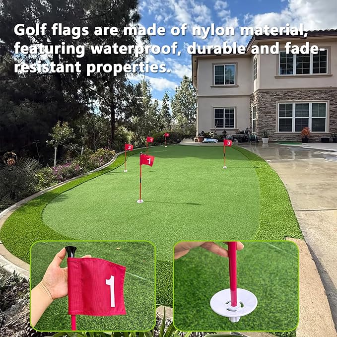 olf Flagstick with Flag Surface - Portable Design, Ideal for Yard Practice Putting Green