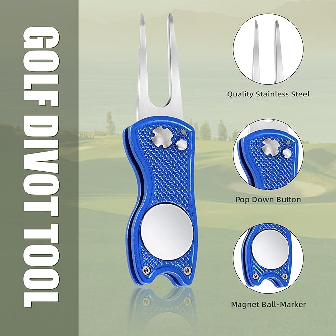 Mile High Life Printed Golf Towel(16"x24"), Brush Tool Kit, Divot Repair Tool, Microfiber Towel,Brush with 2FT Retractable Cord, Repair Tool w Magnetic Golf Ball Marker