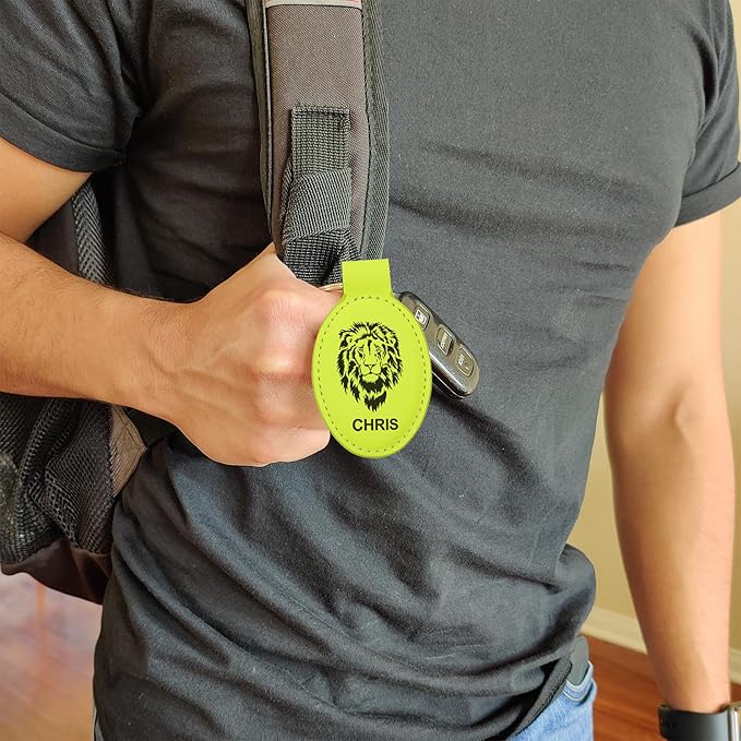 LaserGram Oval Keychain, Golf Ball, Personalized Engraving Included (Neon Green)