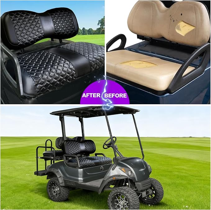 Yamaha seat Cover,Fit for YAMAHA/G29/Drive2,Vinyl seat Cover, Diamond Texture, Easy to Install Golf cart Accessories, no Staples Required(Black)