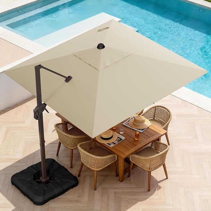 10' X 10' Patio Umbrella Cantilever Outdoor Rectangle Umbrella, Heavy Duty - Image 9
