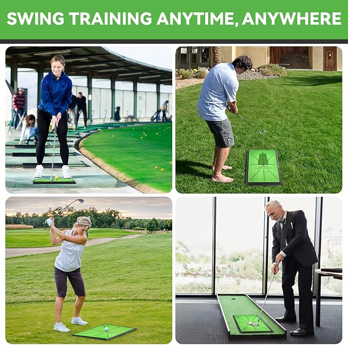 Golf Hitting Mat, Golf Practice Mat Outdoor Indoor for Training Chipping Show Swing Path, Golf Impact Turf Mat with Rubber Backing,Golf Accessories for Men,Gifts for Men/Dad/Husband