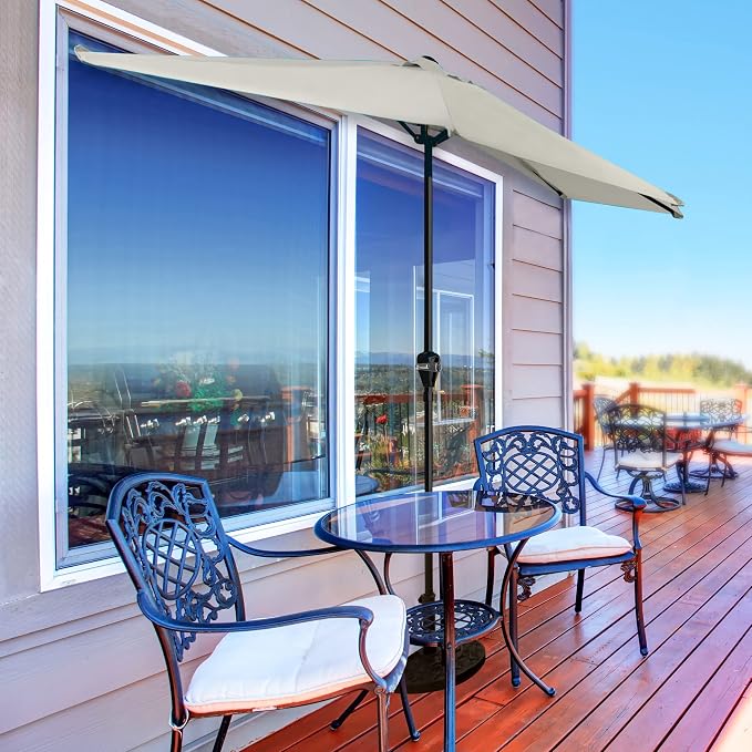 Pure Garden Half Umbrella Outdoor Patio Shade - Image 7