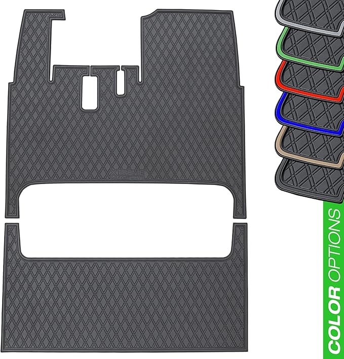 Xtreme Mats ICON Compatible Full Coverage Golf Cart Floor Mats Set (1st & 2nd Row Mats) Fits ICON 4F & 6 Seater Golf Carts - i40F, i40FL, i60, i60L - All Black