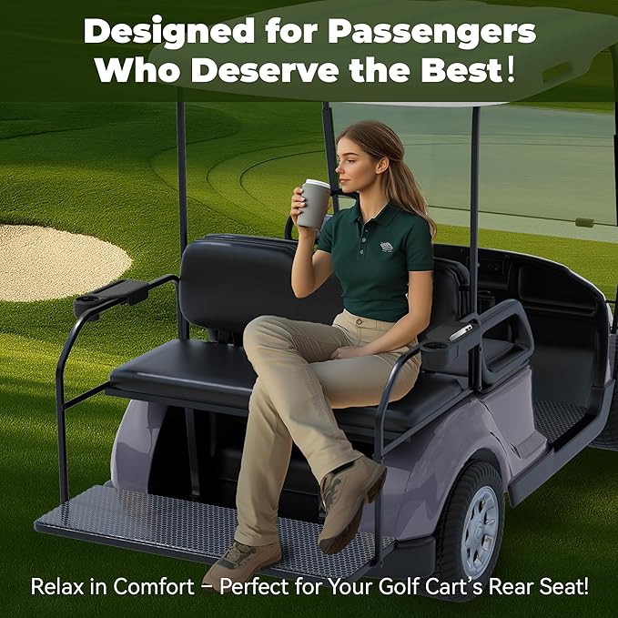 Upgraded Golf Cart Armrest with Cup Holder β Wide Comfort Pad, Universal Fit for EZGO, Club Car, Yamaha β Waterproof, Tool-Free Install, Fits 1" & 1.25" Square Tubes