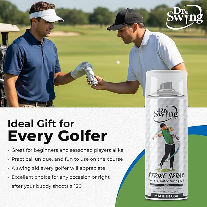 Dr. Swing Golf Impact Spray|2 Pack| Club Spray for Ball Contact Training|Quick Drying Strike Formula|Easy Wipe Design|Men Stocking Stuffer Golf Gift for Christmas, Dad, Brother