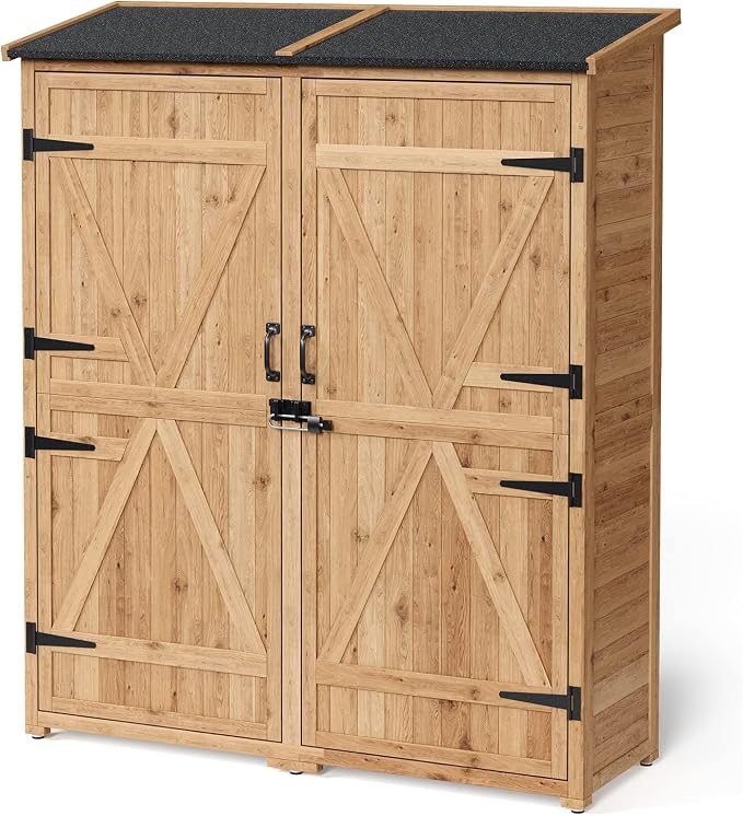 Gizoon Outdoor Cabinet, Waterproof Roof, Double Lockable Wooden Shed | 2 - Image 9